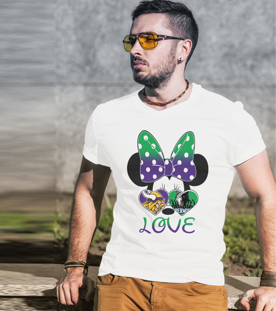 Minnesota Vikings Timberwolves Love With Bow T-Shirt