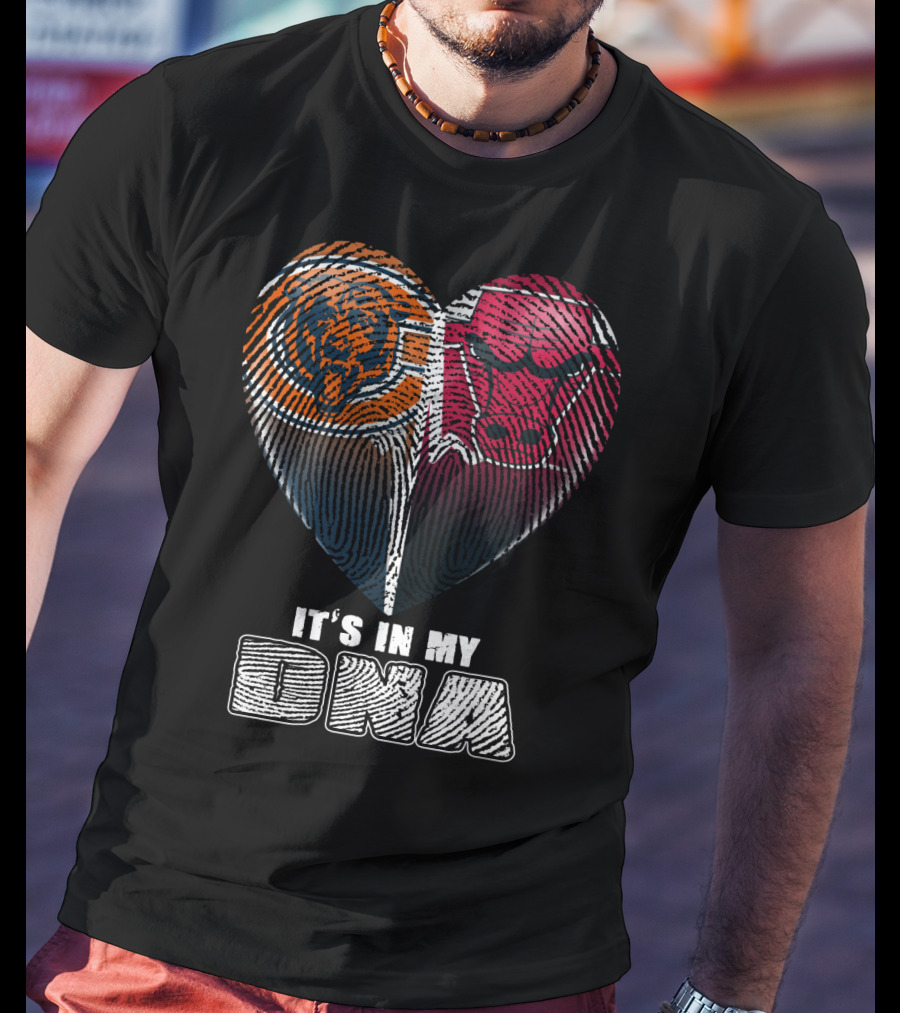 It's In My Dna Bears Bulls Heart Fingerprint 007 T-Shirt