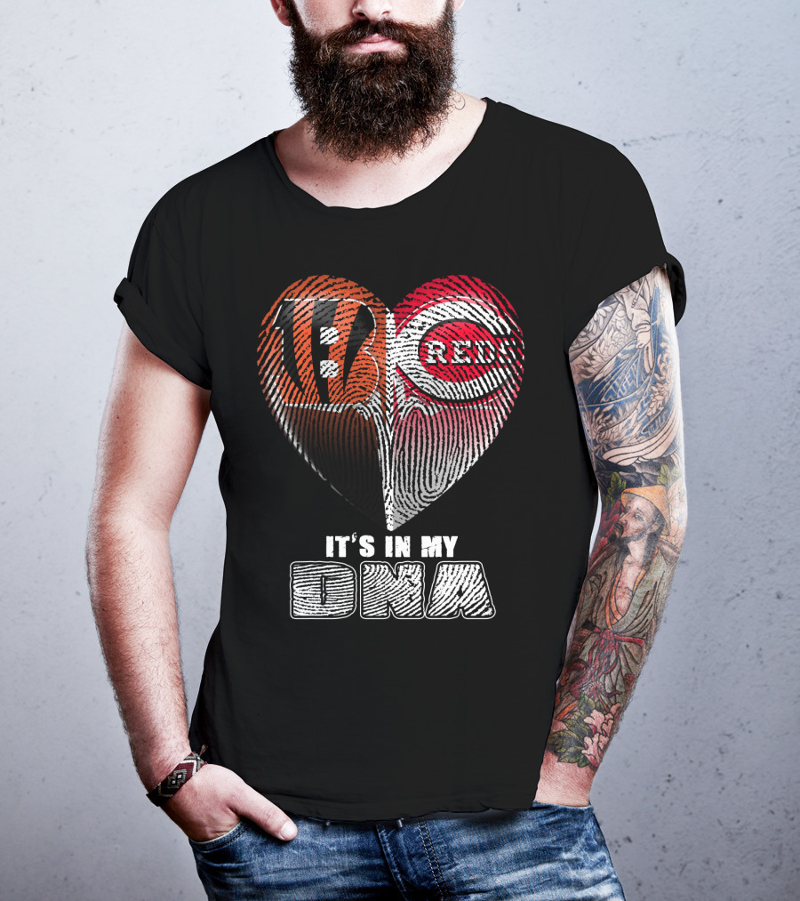Cincinnati Bengals Reds Fan Heart It's In My Dna T-Shirt