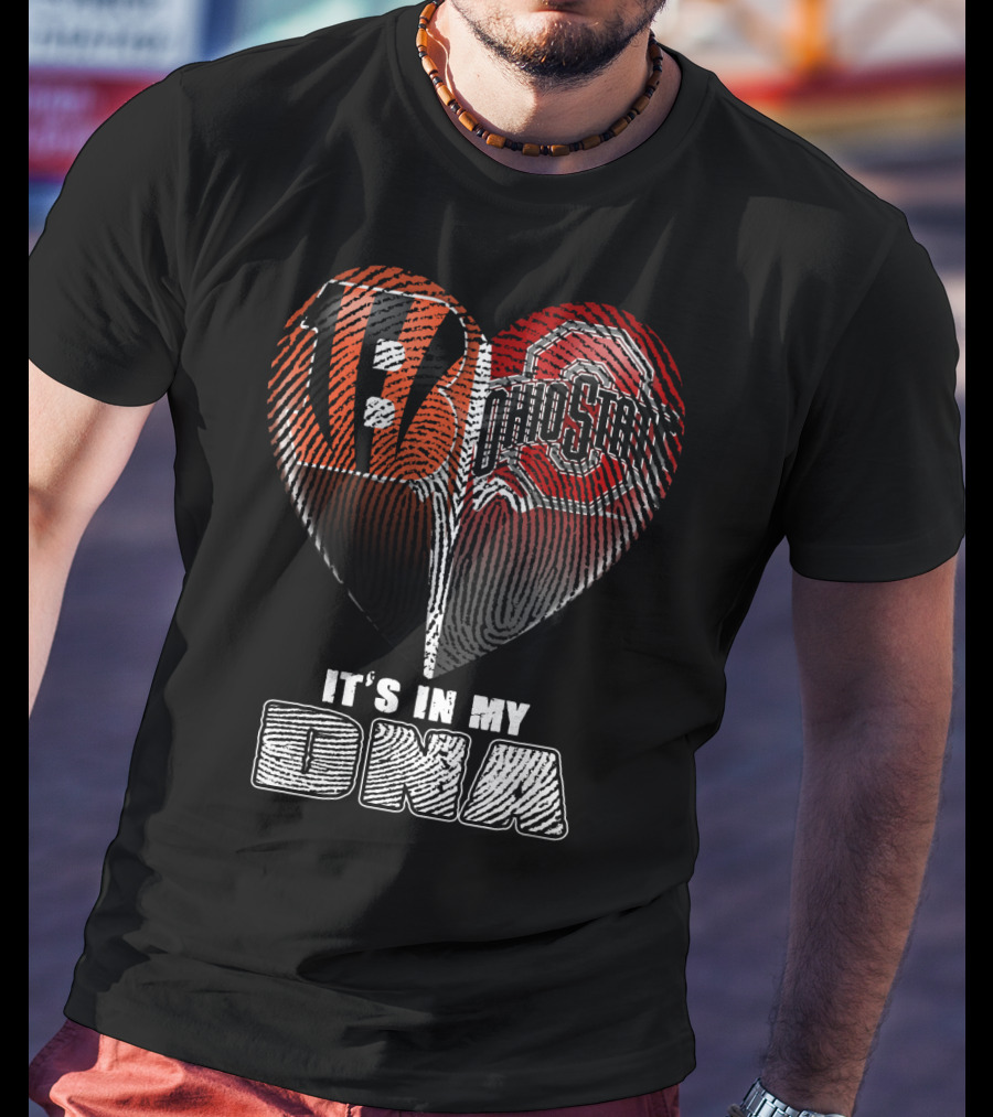 Bengals Ohio State It's In My Dna Heart Fingerprint T-Shirt