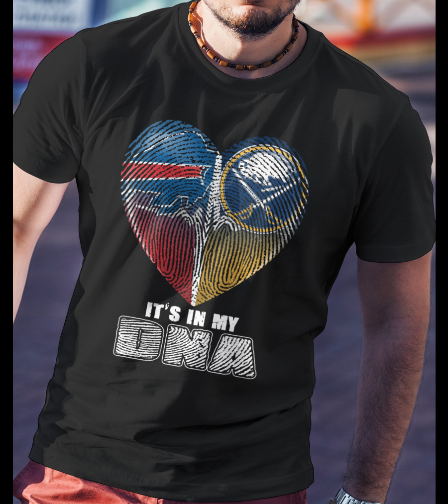 Buffalo Sabres It's In My Dna Heart Fingerprint T-Shirt