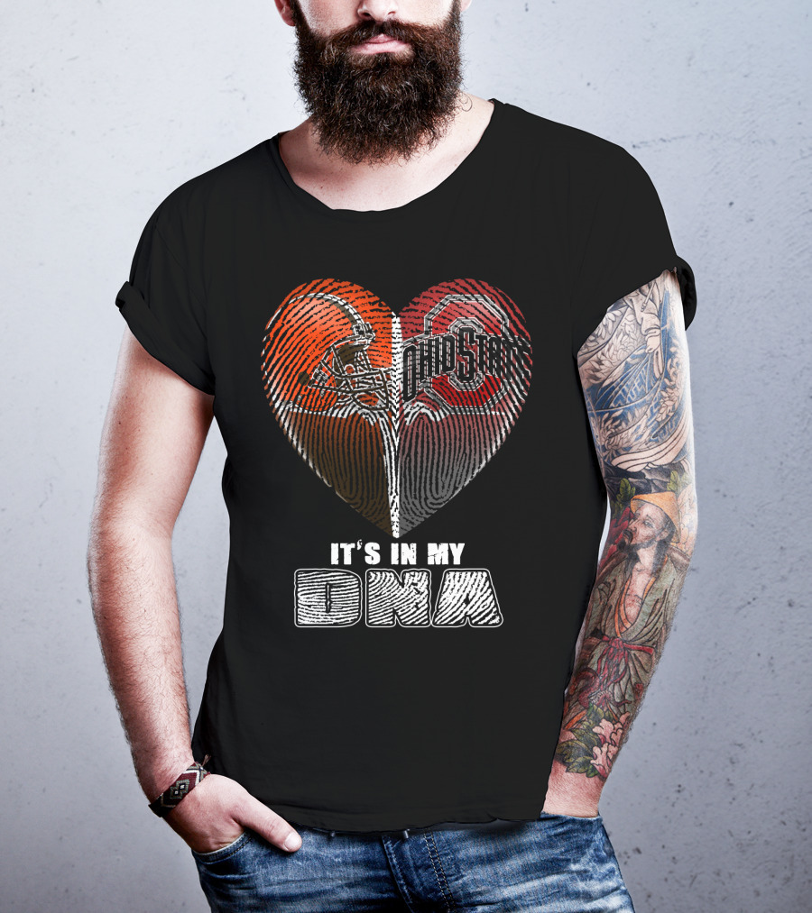 It's In My Dna Ohio State Buckeyes Cleveland Browns Heart Fingerprint T-Shirt