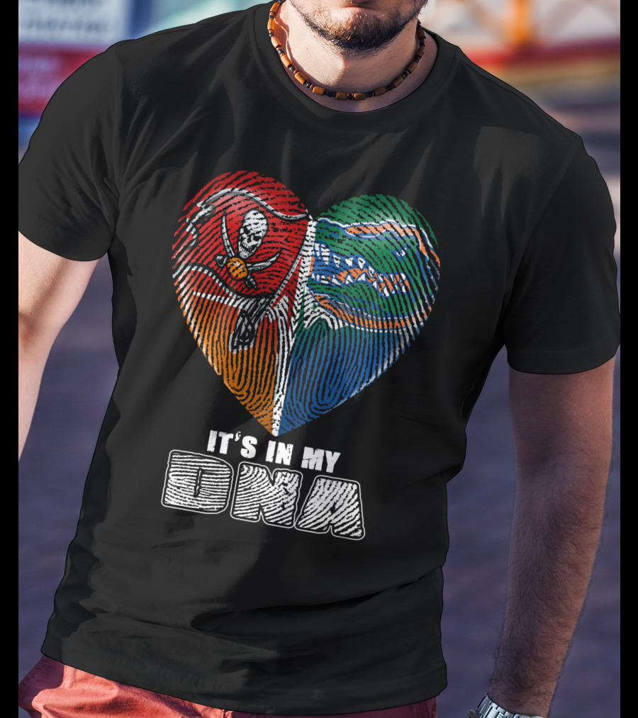 It's In My Dna Buccaneers Gators Heart Fingerprint T-Shirt