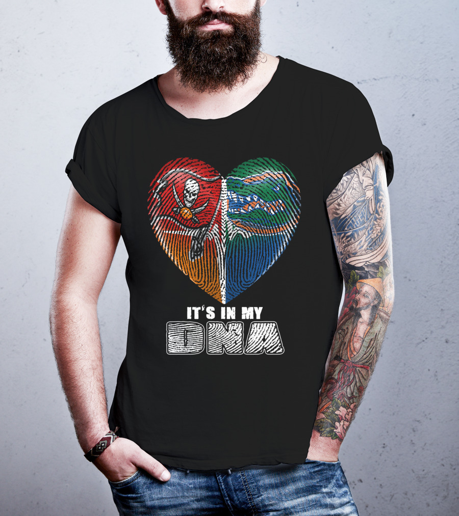 It's In My Dna Buccaneers Gators Heart Fingerprint T-Shirt