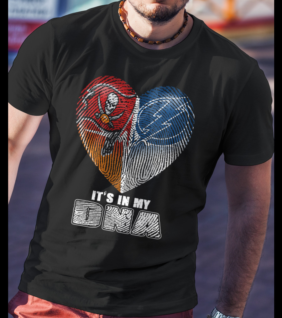 It's In My Dna Buccaneers Lightning Heart Fingerprint T-Shirt