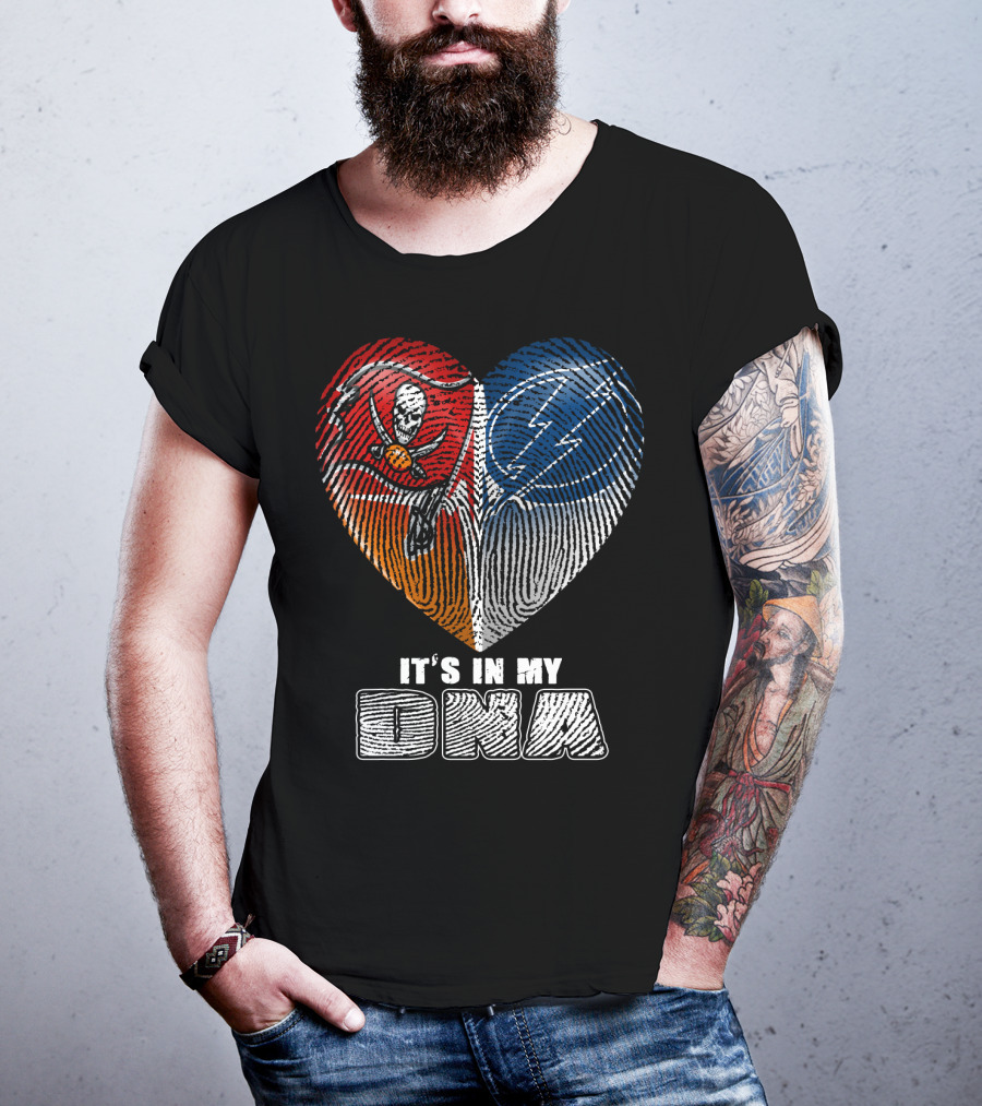 It's In My Dna Buccaneers Lightning Heart Fingerprint T-Shirt