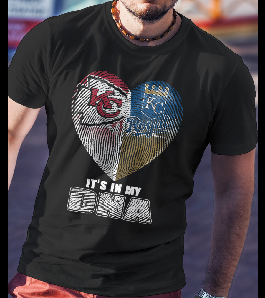 It's In My Dna Kansas City Chiefs Royals Heart Fingerprint T-Shirt