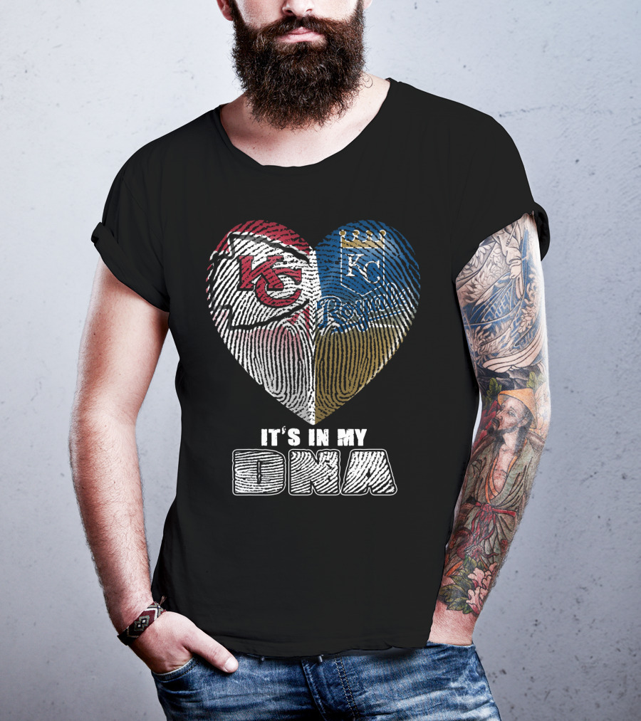 It's In My Dna Kansas City Chiefs Royals Heart Fingerprint T-Shirt