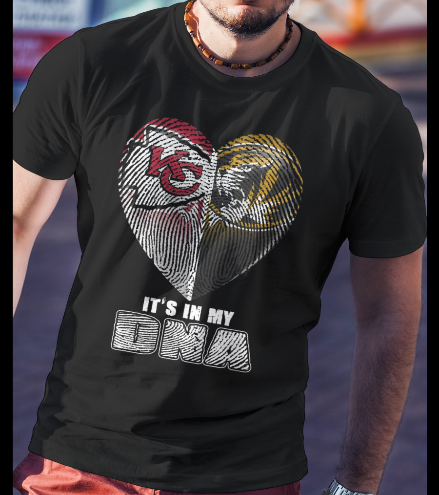 It's In My Dna Kc Chiefs Heartprint Tigers Fan Pride T-Shirt