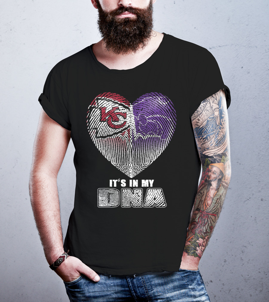 It's In My Dna Kc Chiefs K-State Wildcats Heart T-Shirt