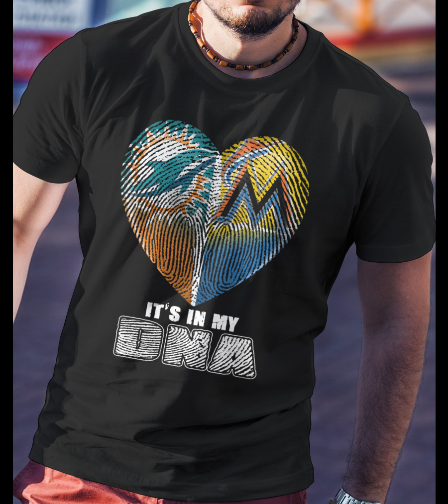 Miami Dolphins Marlins Heart It's In My Dna T-Shirt