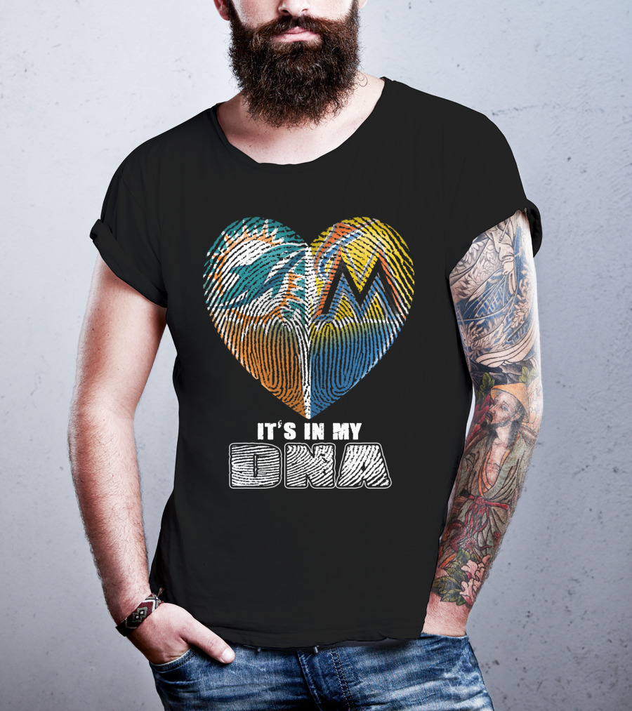 Miami Dolphins Marlins Heart It's In My Dna T-Shirt