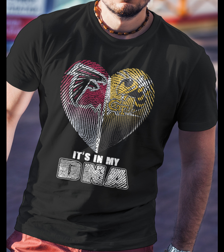 It's In My Dna Falcons Georgia Tech Heart Fingerprint T-Shirt