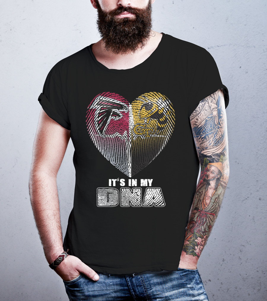 It's In My Dna Falcons Georgia Tech Heart Fingerprint T-Shirt