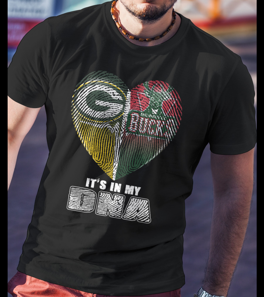 Green Bay Packers Milwaukee Bucks It's In My Dna T-Shirt
