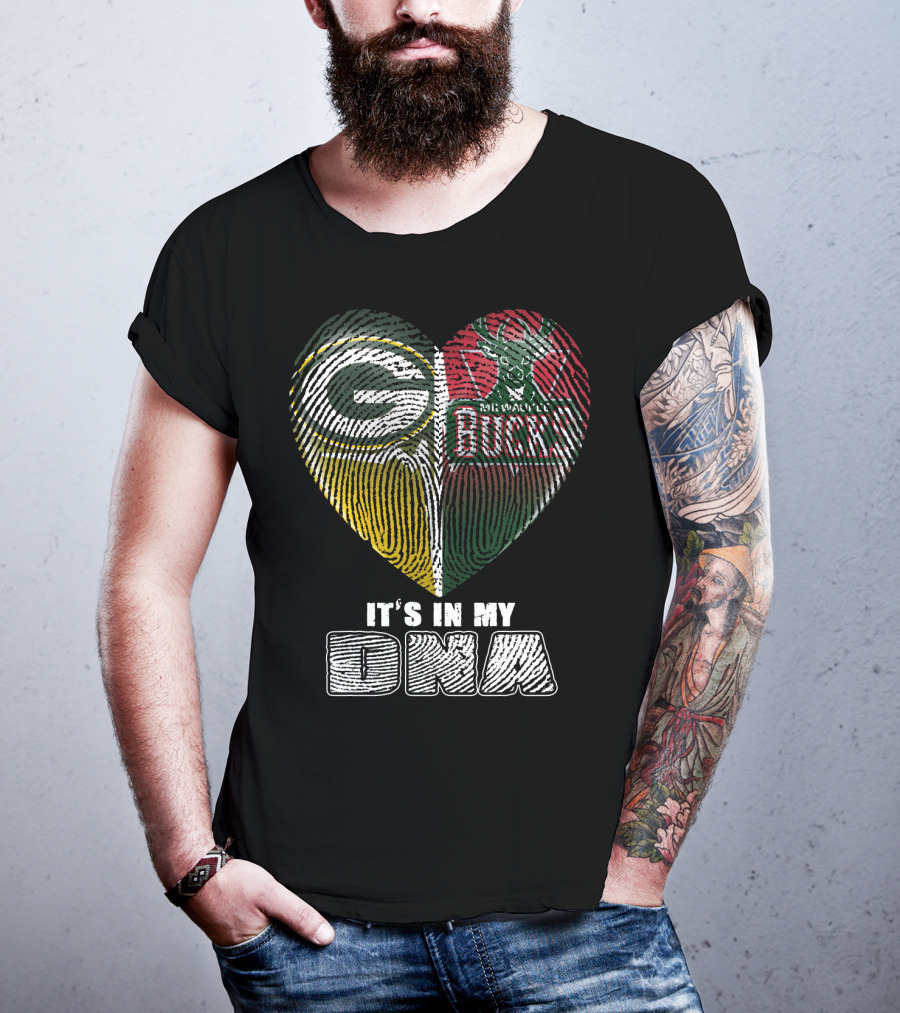 Green Bay Packers Milwaukee Bucks It's In My Dna T-Shirt