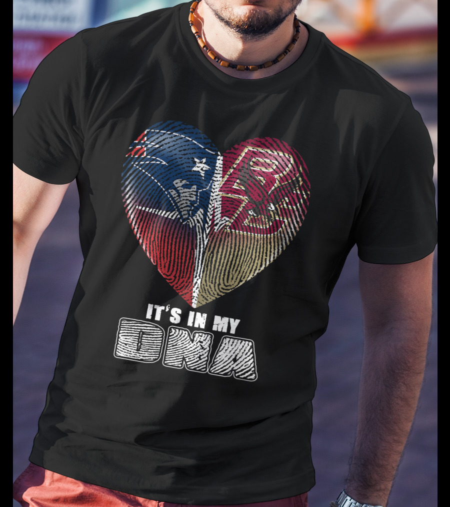 It's In My Dna Patriots Boston College Heart Fingerprint T-Shirt