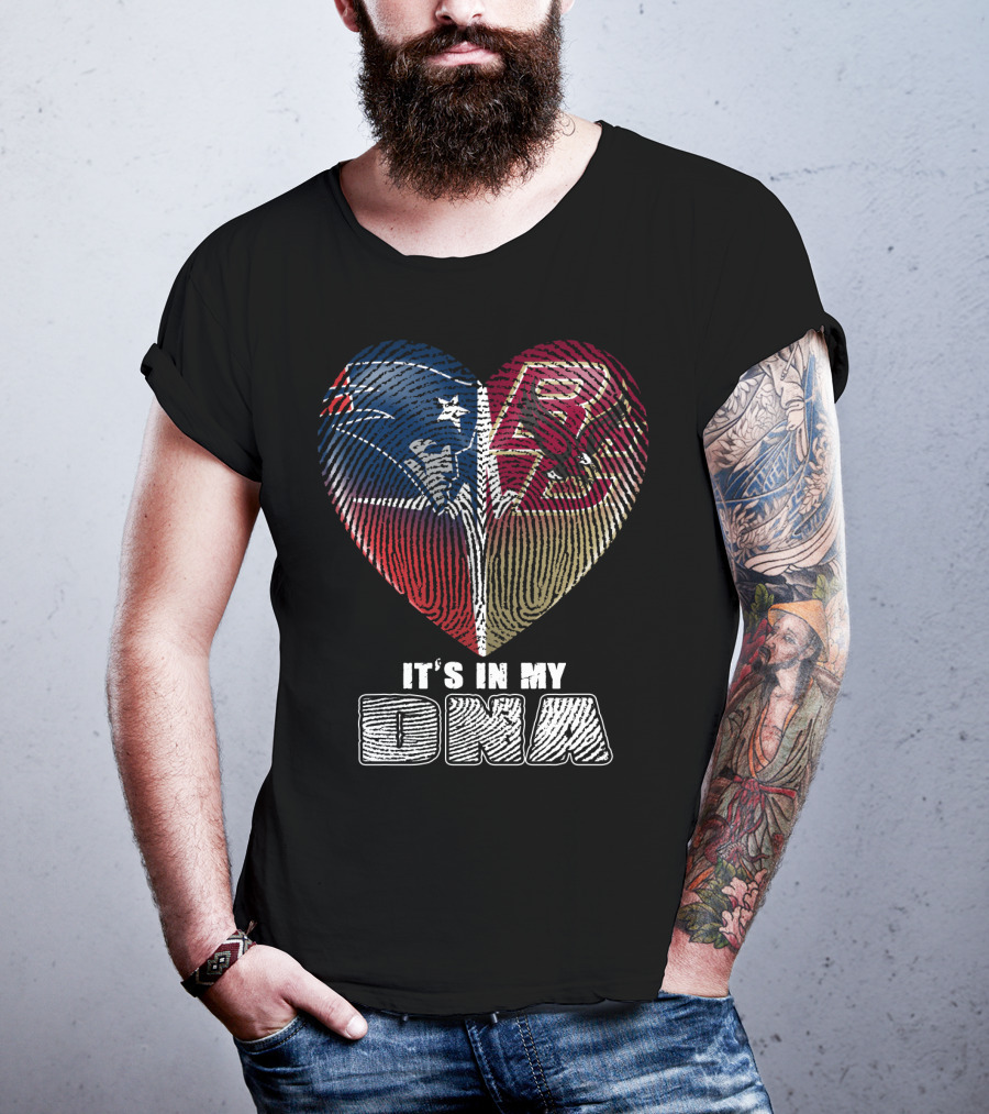 It's In My Dna Patriots Boston College Heart Fingerprint T-Shirt