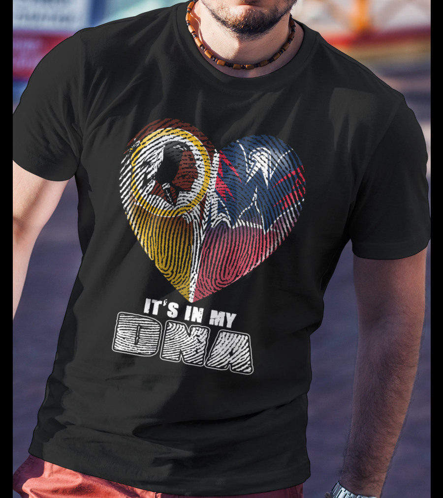 It's In My Dna Washington Football And Wizards Heart Fingerprint T-Shirt