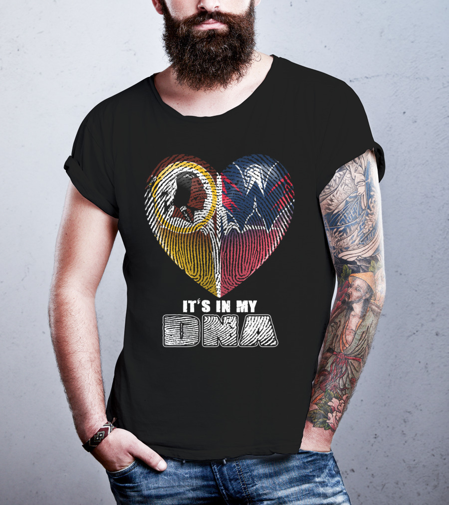 It's In My Dna Washington Football And Wizards Heart Fingerprint T-Shirt