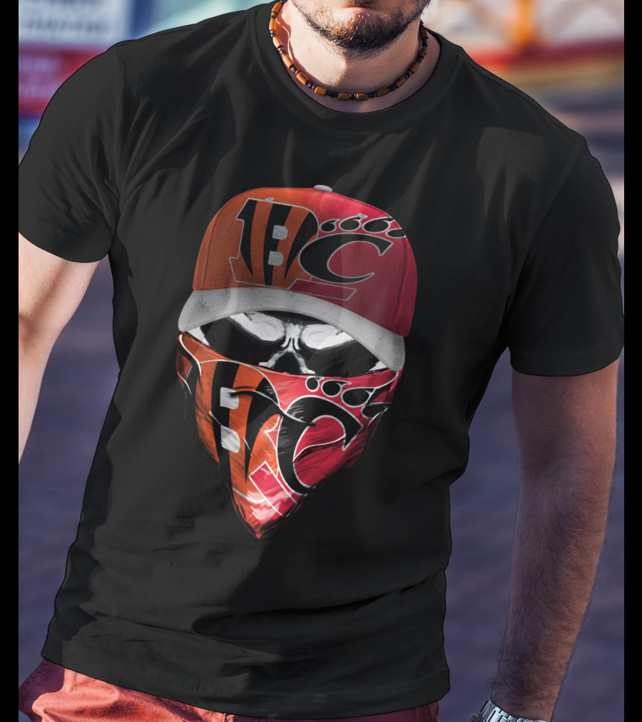 Bengals Skull Mask And Cap T-Shirt