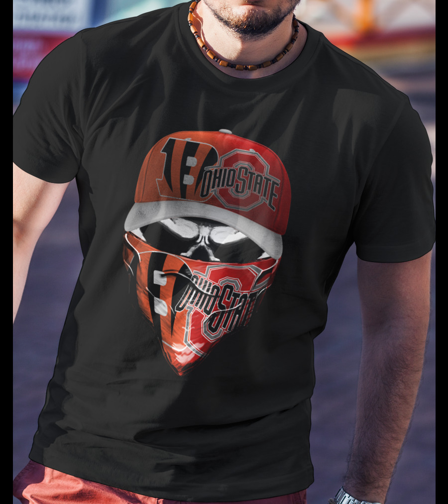 Cincinnati Bengals Ohio State Buckeyes Skullcap Mask T-Shirt