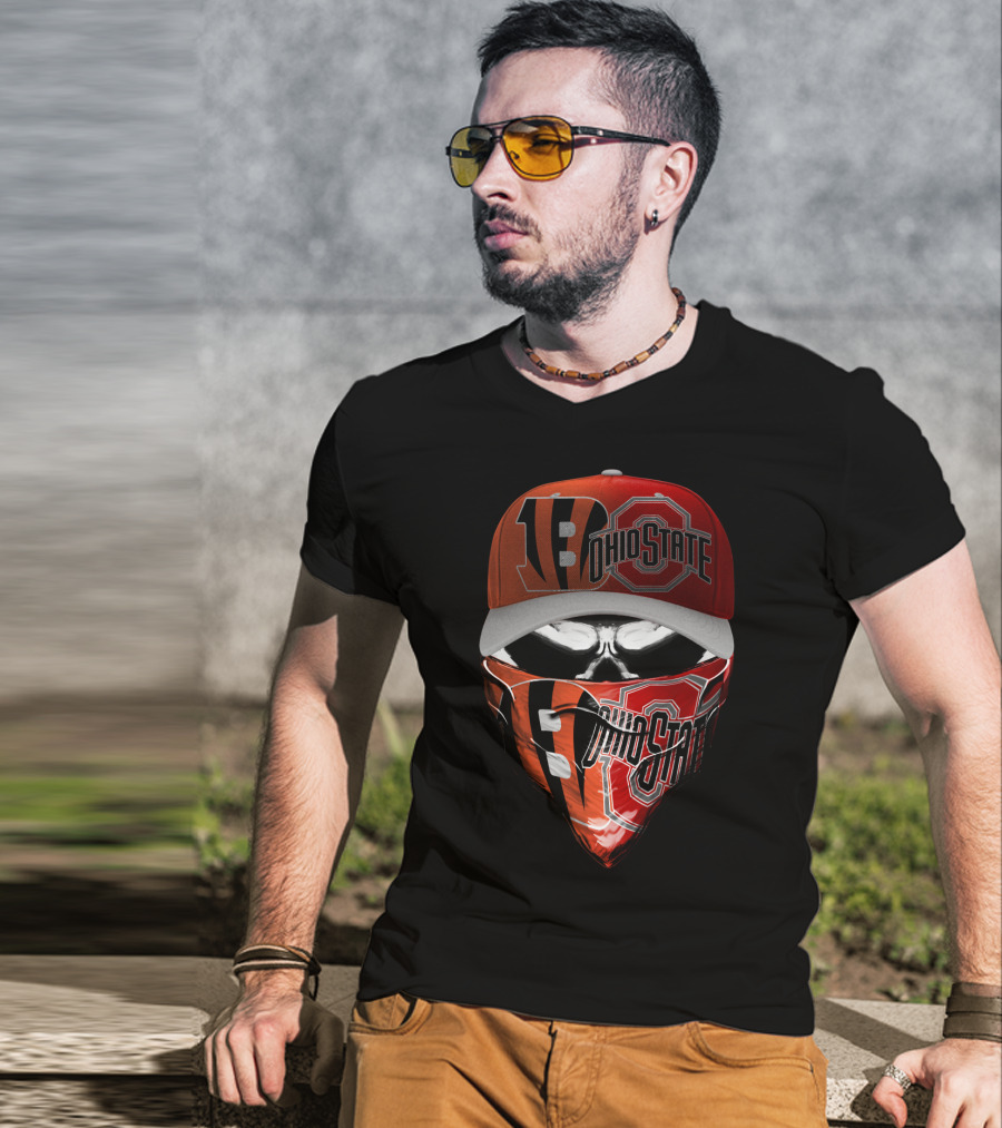 Cincinnati Bengals Ohio State Buckeyes Skullcap Mask T-Shirt