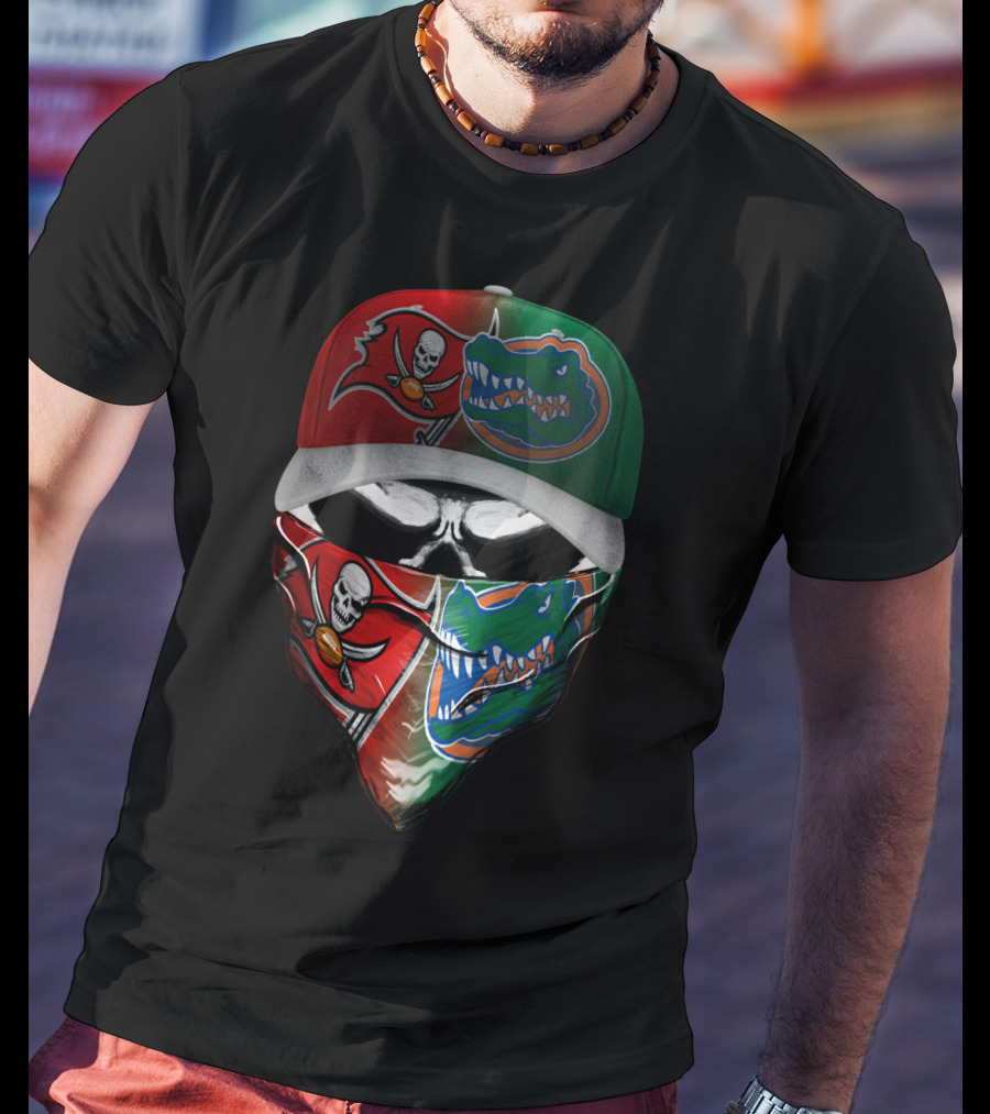 Buccaneers Gators Skull Mask Hat T-Shirt