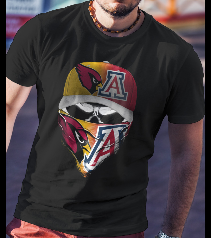 Arizona Cardinals And University Of Arizona Wildcats Fan Mask 'Skum 031' T-Shirt