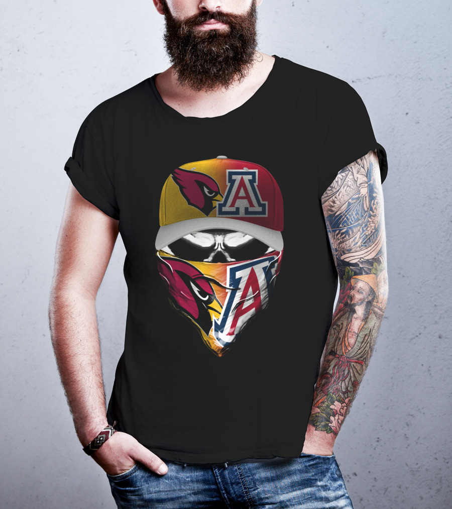 Arizona Cardinals And University Of Arizona Wildcats Fan Mask 'Skum 031' T-Shirt