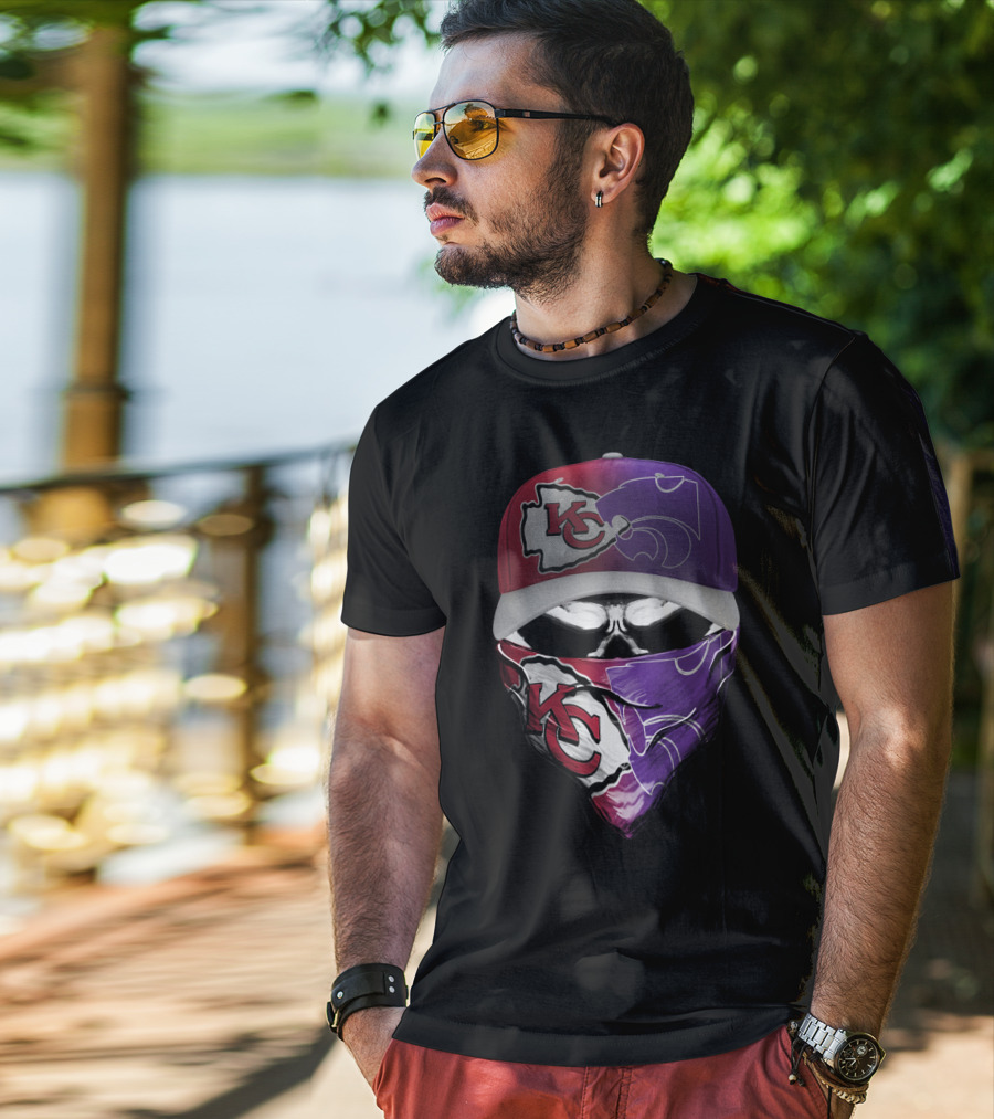 Kansas City Chiefs Kansas State Wildcats Fan Skull Mask T-Shirt