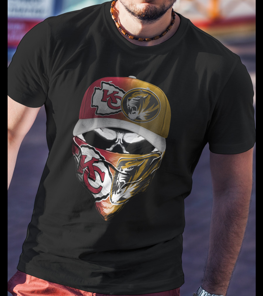 Kansas City Chiefs Missouri Tigers Crossover Bandana Cap T-Shirt