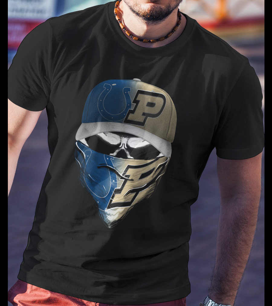 Indianapolis Colts Purdue Boilermakers Skull Mask Skum T-Shirt
