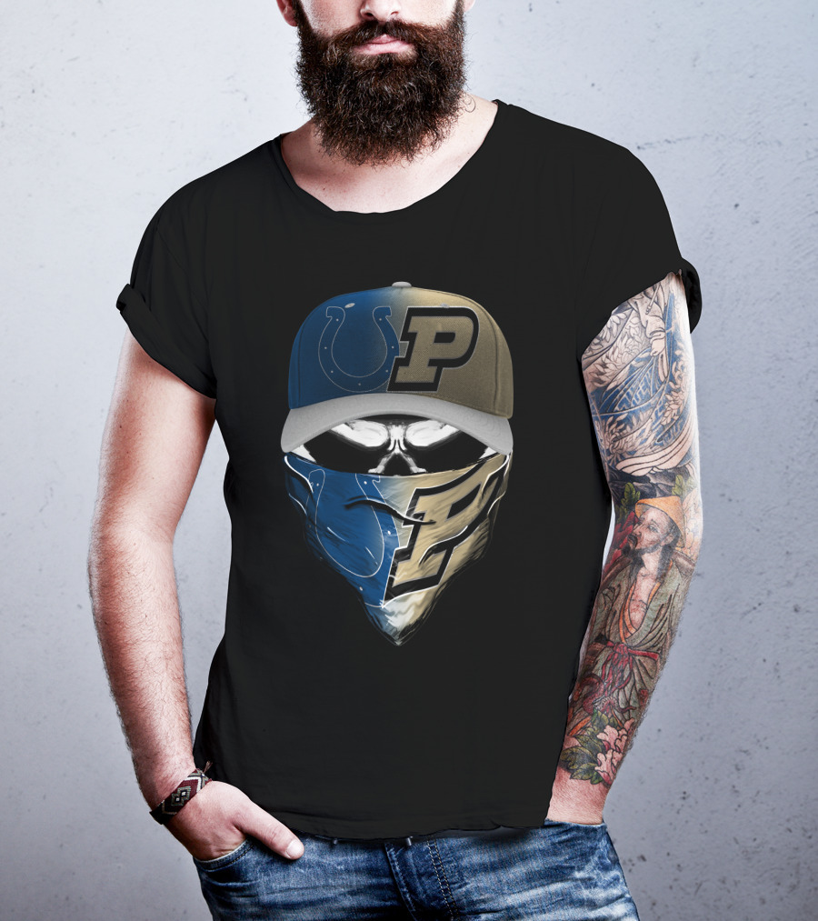 Indianapolis Colts Purdue Boilermakers Skull Mask Skum T-Shirt