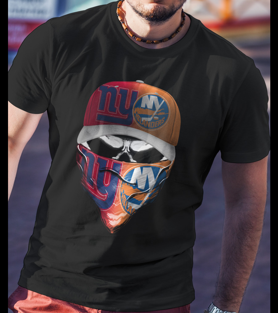 Ny Giants Ny Islanders Skull Mask Combo T-Shirt