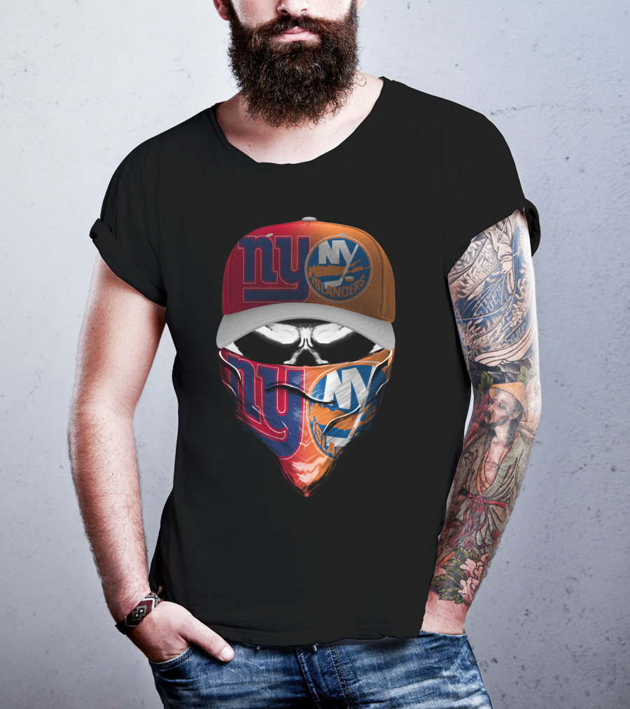 Ny Giants Ny Islanders Skull Mask Combo T-Shirt