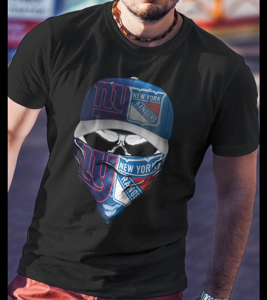 Ny Giants Rangers Skull Bandana Skum 065 T-Shirt