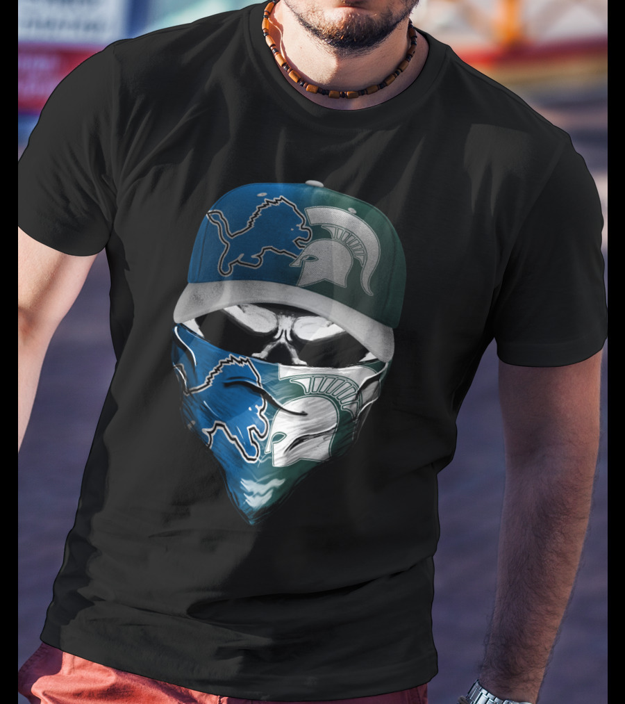 Detroit Lions Spartan Skull Skum 076 T-Shirt