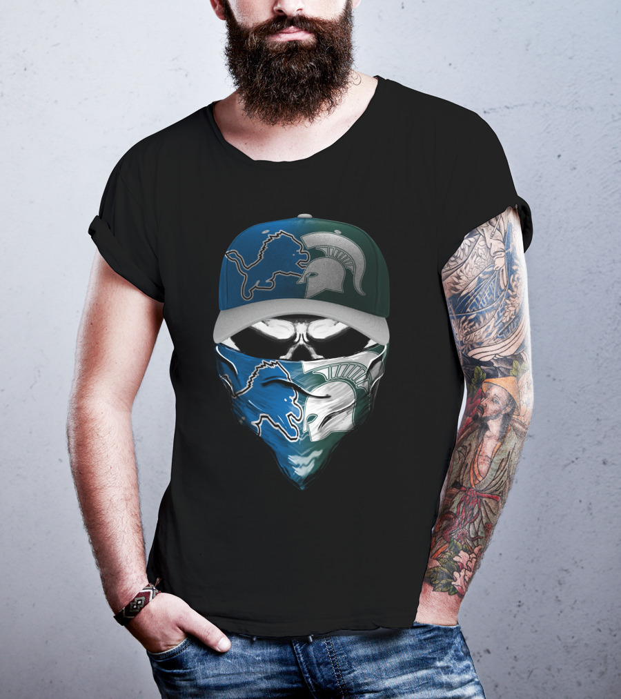 Detroit Lions Spartan Skull Skum 076 T-Shirt