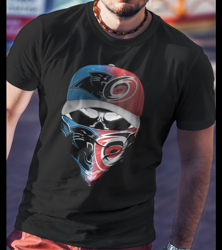 Carolina Panthers Hurricanes Dual Face Mask Hat Design 081 T-Shirt
