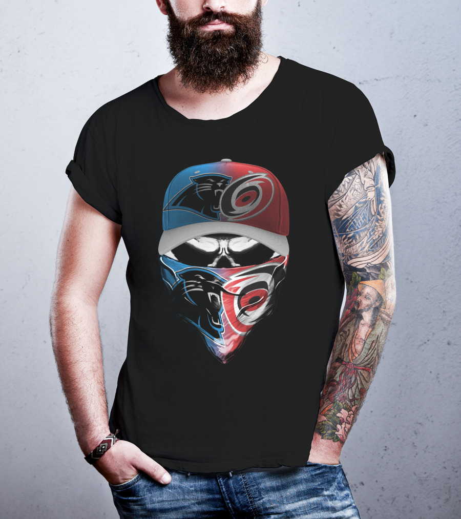 Carolina Panthers Hurricanes Dual Face Mask Hat Design 081 T-Shirt