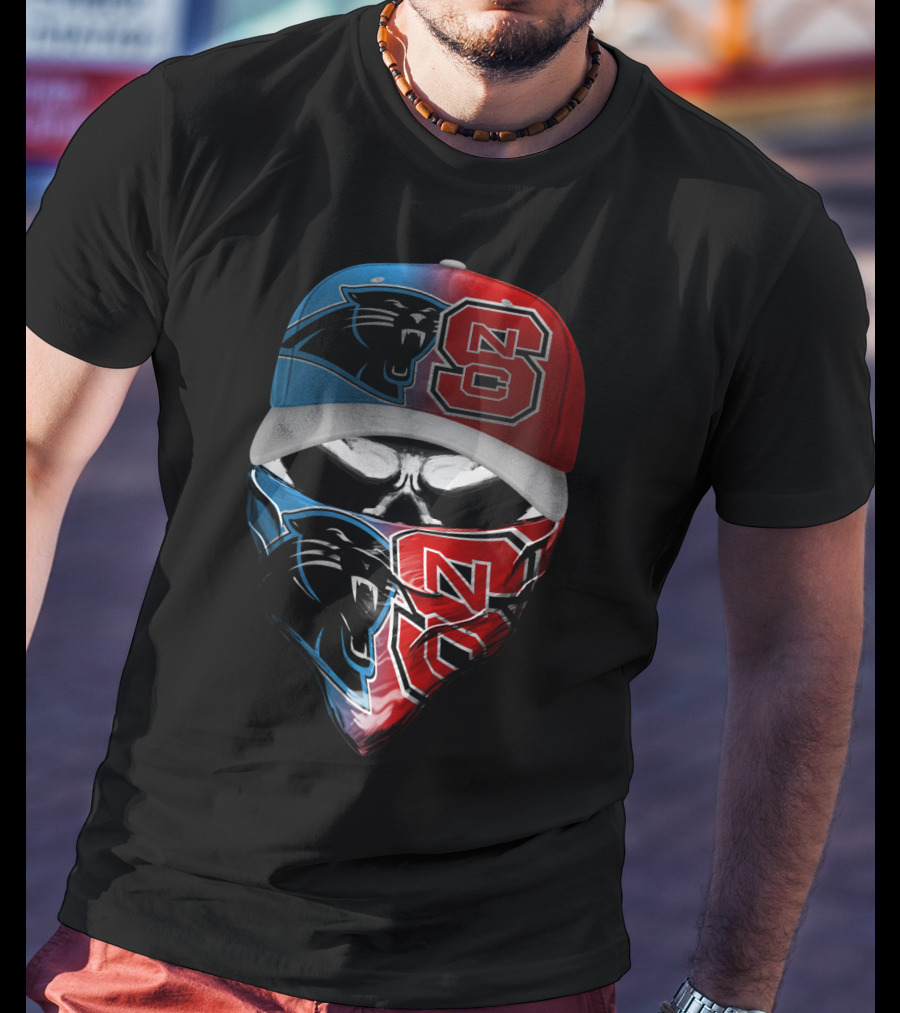 Carolina Panthers Nc State Wolfpack Skull Mask T-Shirt