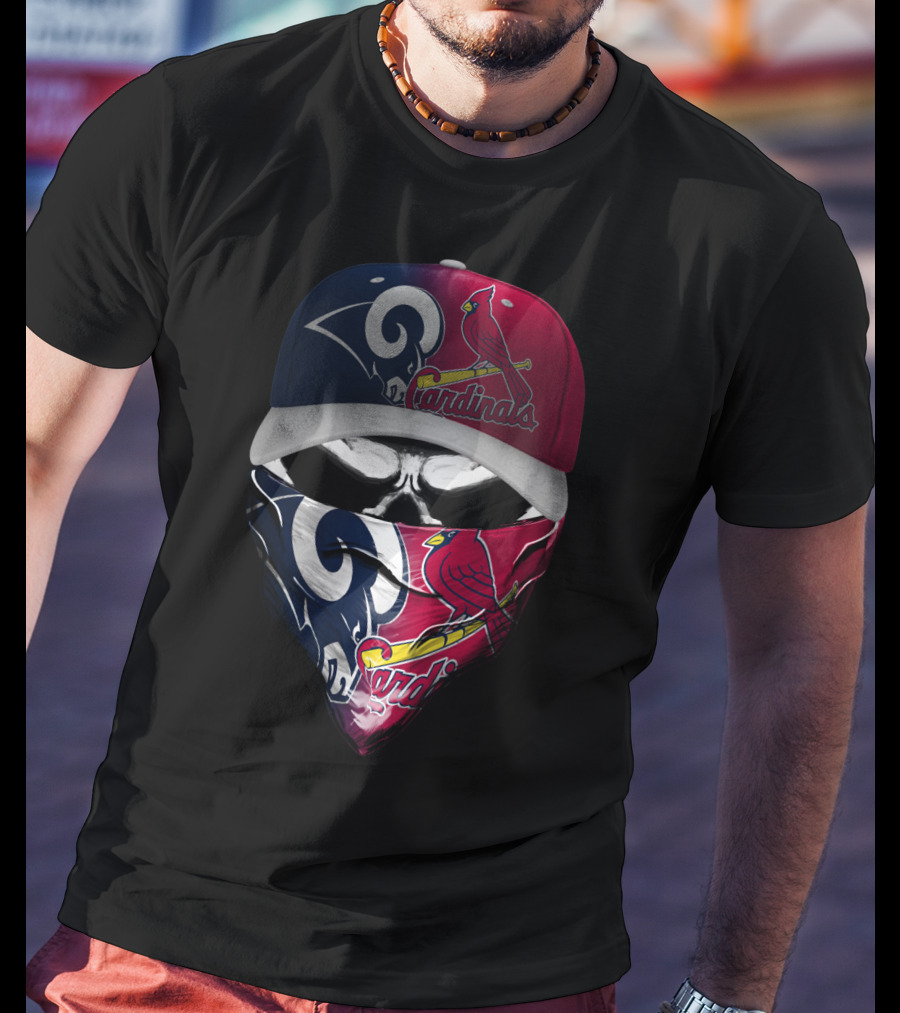 Rams Cardinals Split Logo Hat Mask Skum 100 T-Shirt