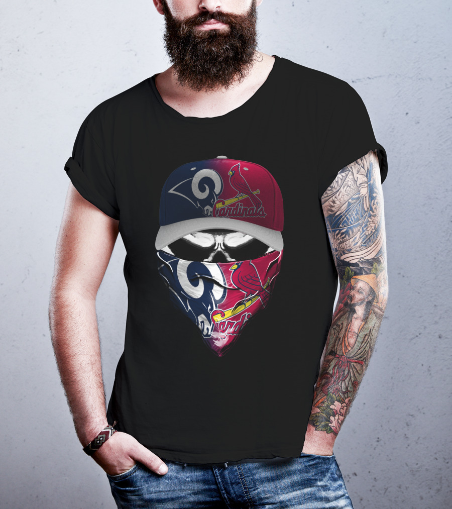 Rams Cardinals Split Logo Hat Mask Skum 100 T-Shirt