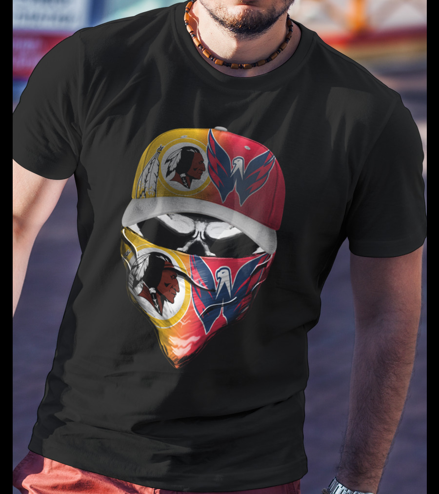 Washington Redskins And Capitals Face Covering Combo T-Shirt