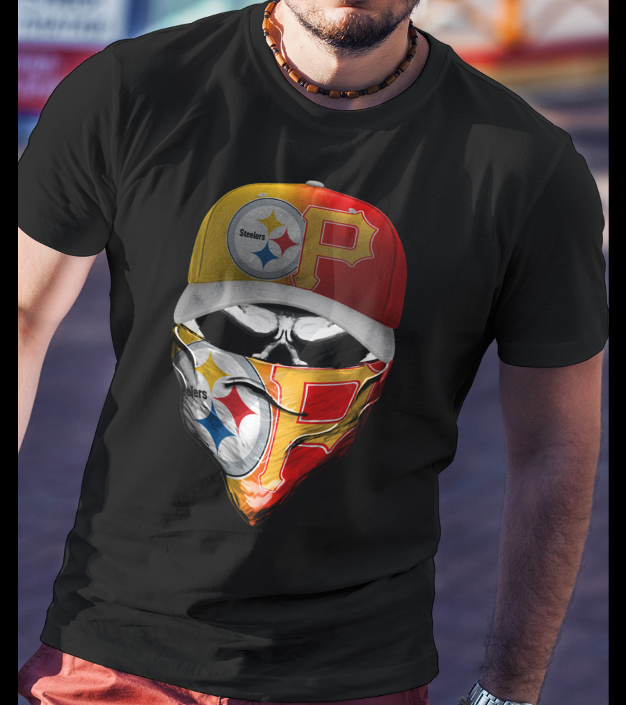 Steelers Pirates Crossover Baseball Cap Bandana Combo T-Shirt