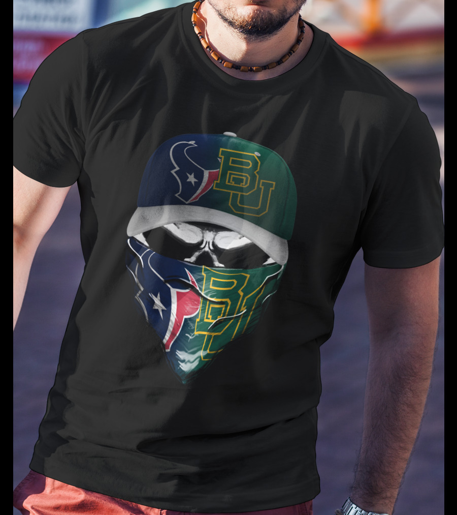 Houston Texans Baylor University Fan Mask Skull T-Shirt