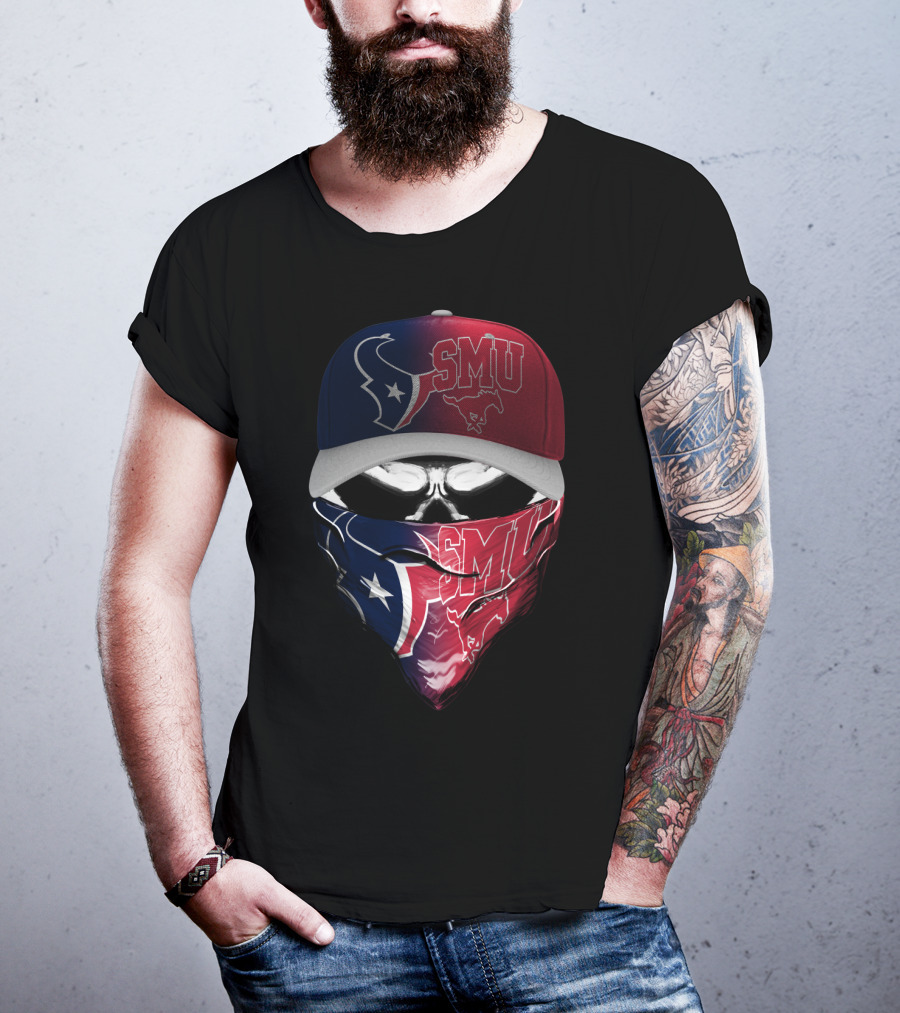 Smu Texas Football Skull Mask Houston Texans T-Shirt