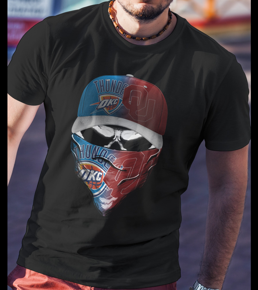 Thunder Okc Ou Cap And Bandana Combination T-Shirt