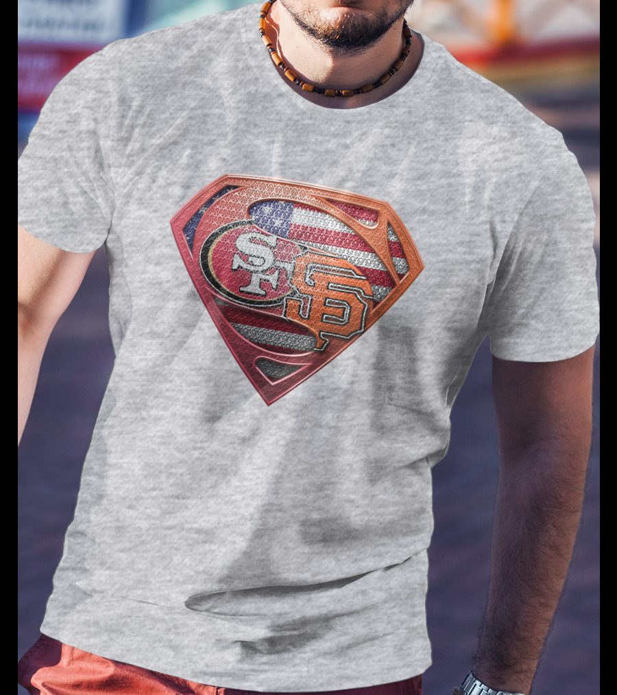 Sf 49ers Sf Giants Superman American Flag T-Shirt